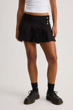Button Pleat Skort, BLACK - alternate image 2
