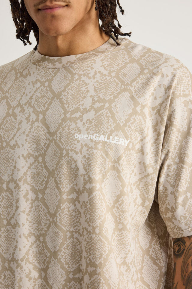 Open Gallery Box Fit Tshirt, OG SNAKESKIN/OPEN MIND