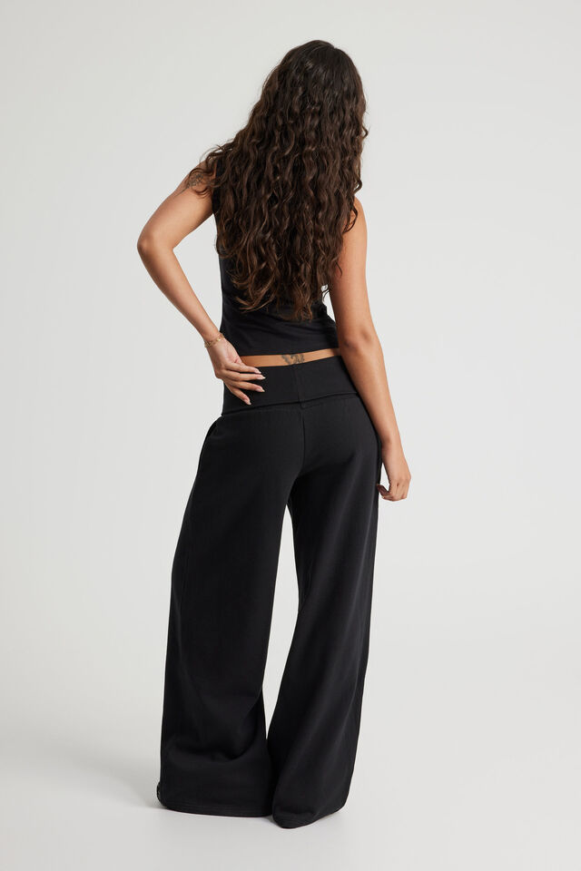 Wide Waistband Trackpant, BLACK