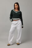 Addison Cable V Neck Jumper, IVY GREEN/NEW YORK - alternate image 2