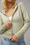 Fitted Zip Through Hoodie, SOFT GREEN - alternate image 2