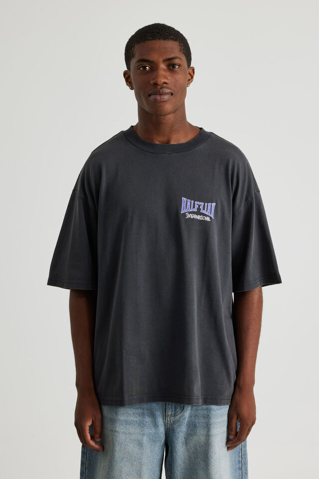 Half Half Heavyweight Box Fit Graphic Tshirt, HH WASHED SLATE/HALF HALF INTERNATIONAL