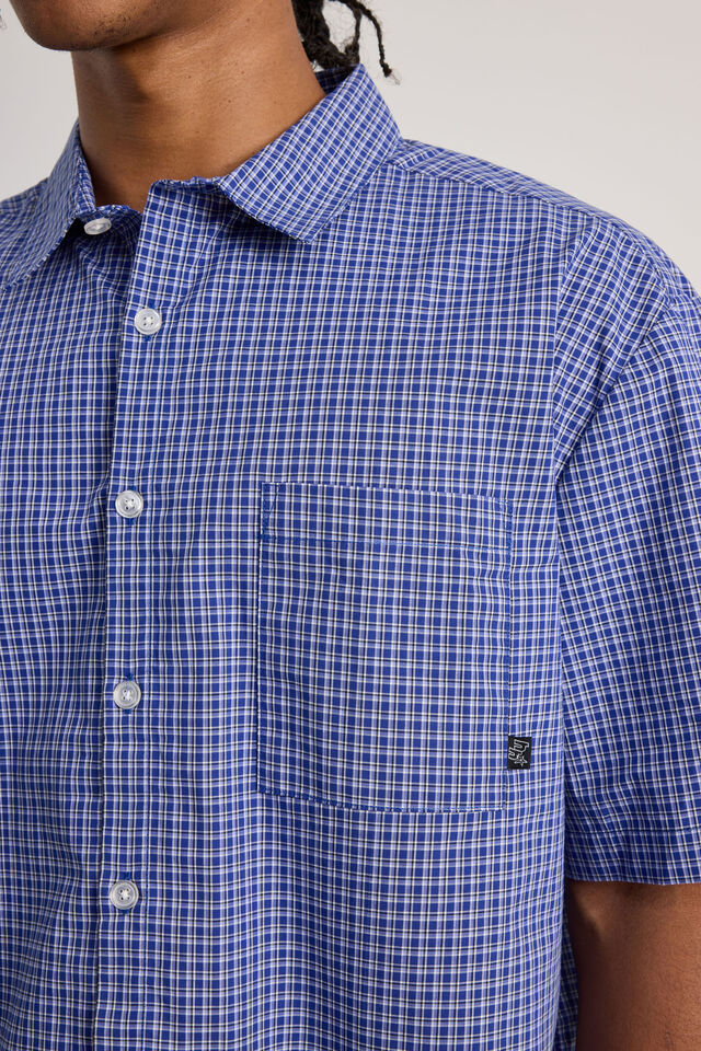 Half Half Short Sleeve Shirt, HH ULTRA BLUE MICRO CHECK