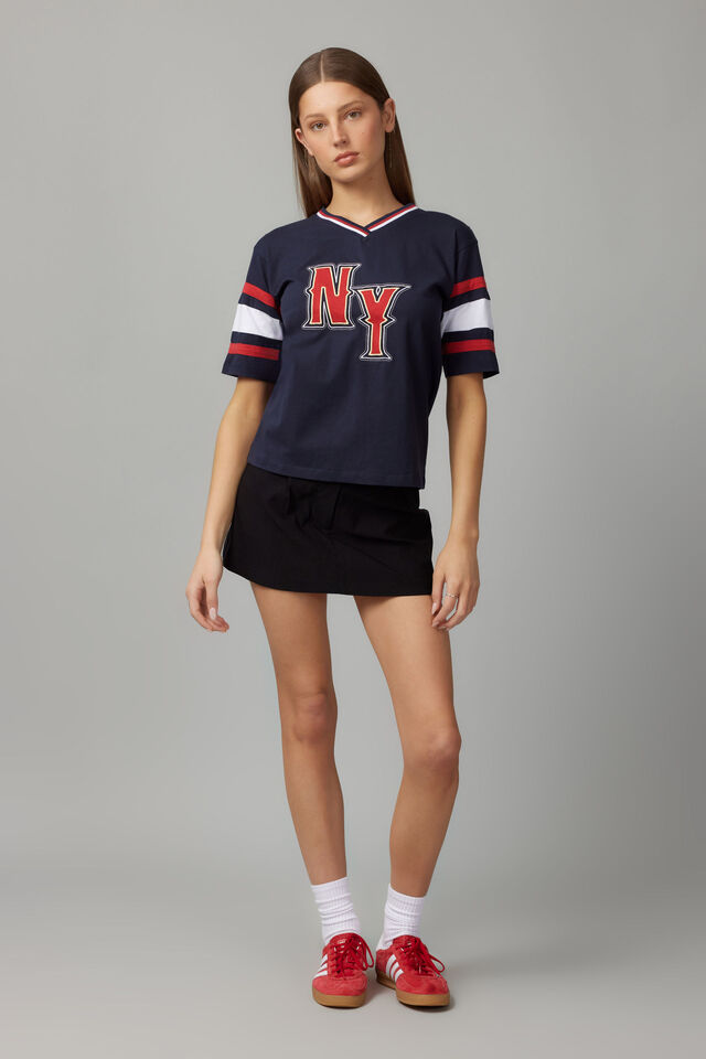 V Neck Jersey Tee, NAVY BLAZER/NY