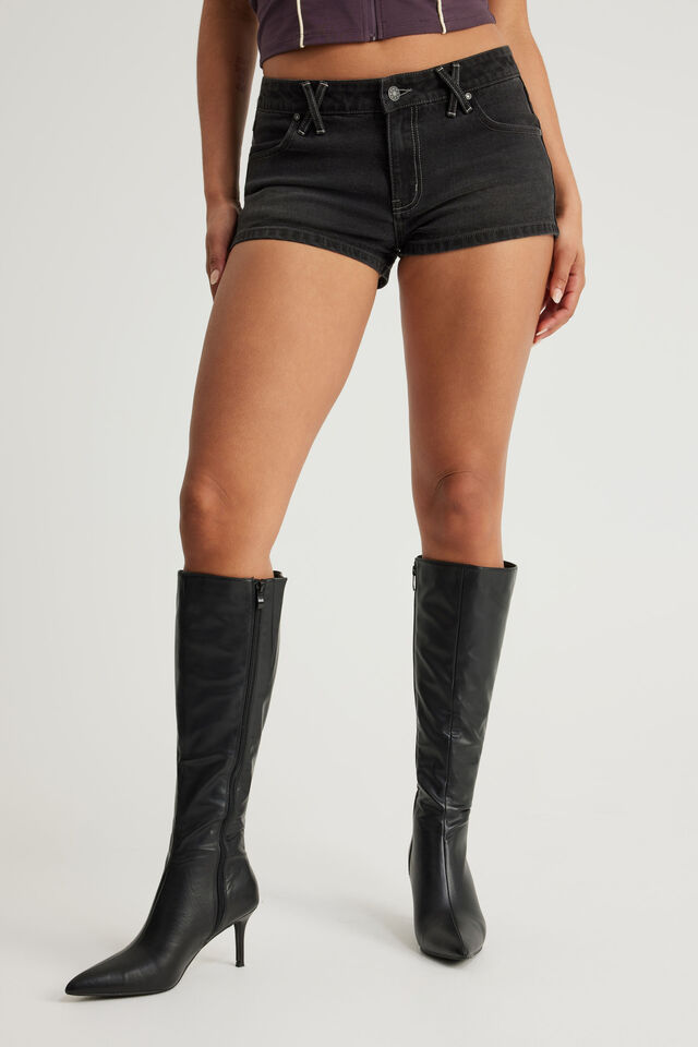 Tumblr Low Rise Booty Short, RIOT BLACK BUTTERFLY