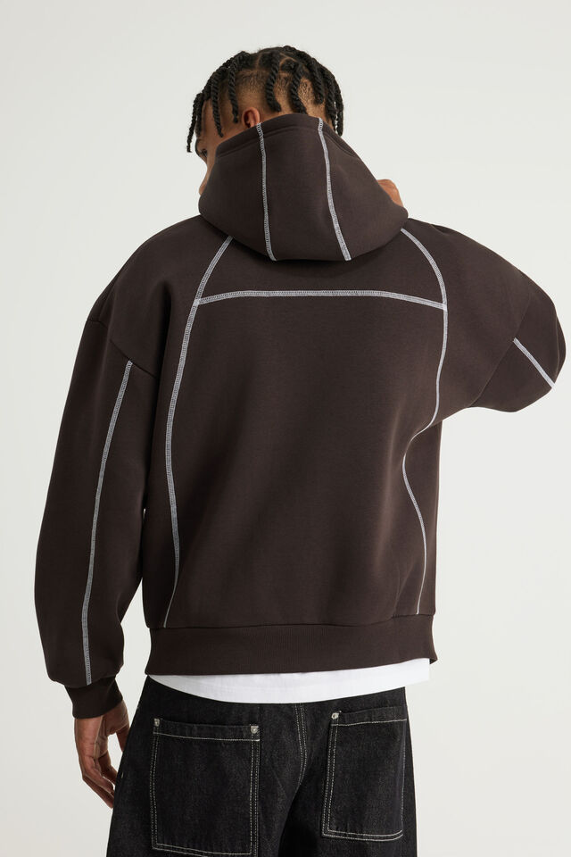 Half Half Hoodie, HH CHOC NOIR/PANEL