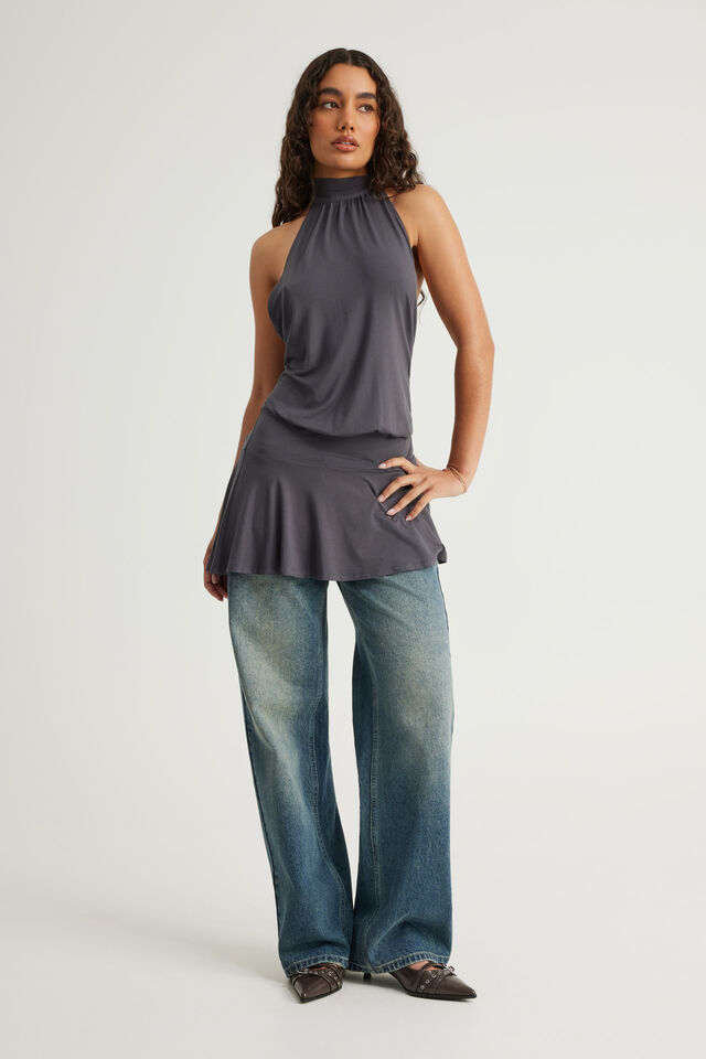 Longline Halter Top, SLATE