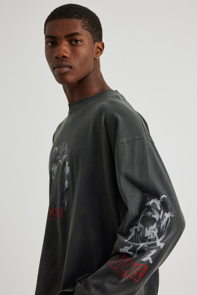 Marvel Long Sleeve Tshirt, LCN MAR WASHED BLACK/DR DOOM