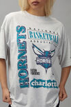 Nba Oversized Graphic Tee, LCN NBA CHARLOTTE HORNETS/SILVER MARLE - alternate image 2