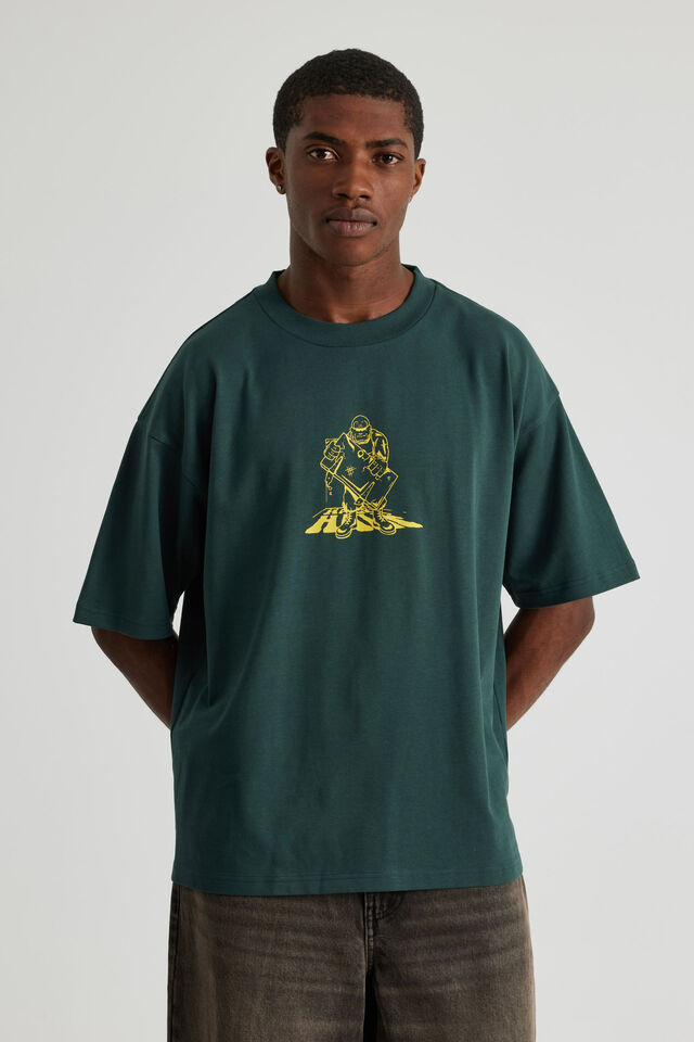Half Half Heavyweight Box Fit Graphic Tshirt, HH DEEP KHAKI/FALLOUT