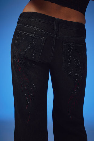 Luca Low Rise Bootleg Jean, LILLITH BLACK/ANGEL WINGS