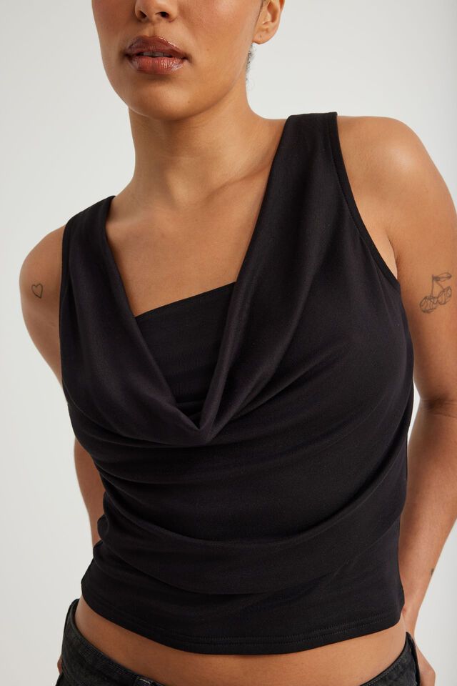 Cowl Front Tank, WASHED BLACK