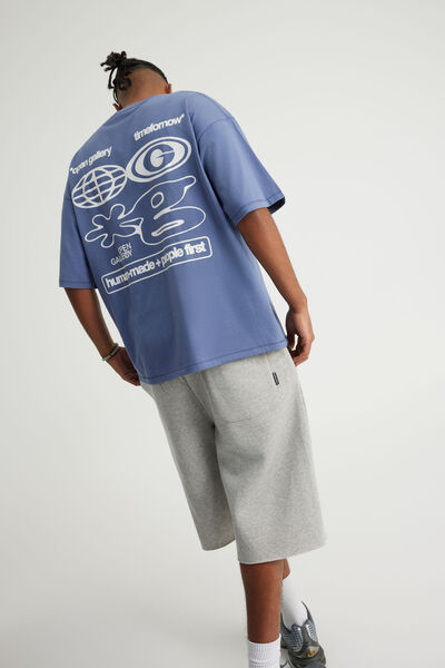 Open Gallery Box Fit Tshirt, OG BLUE FIN/TIME FOR NOW