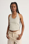 Scoop Neck Halter Top, SUNBLEACHED KHAKI - alternate image 1