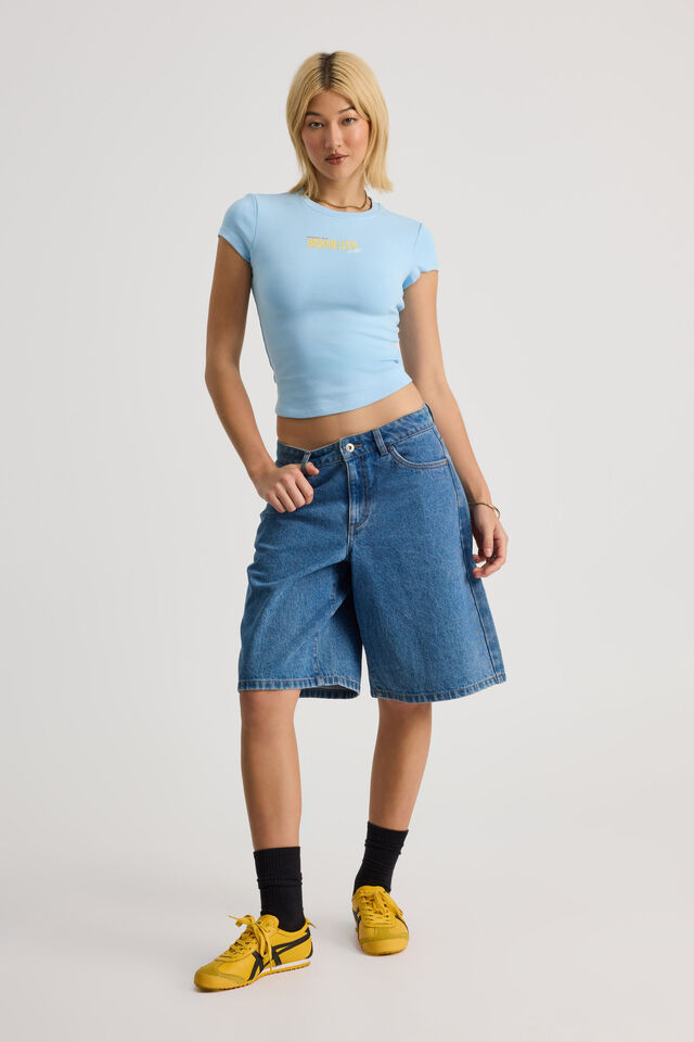 Fitted Graphic Tee, AIRY BLUE/WISH ME LUCK