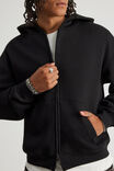 Authentics Boxy Zip Thru Hoodie, BLACK - example image 4