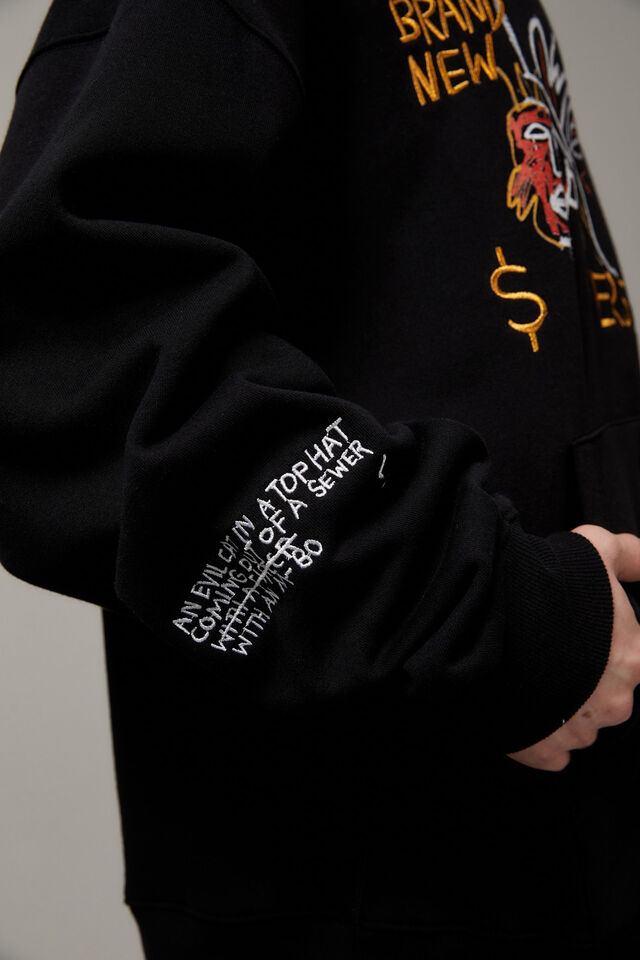 Baggy Basquiat Graphic Hoodie, LCN BSQ BLACK/BASQUIAT VERSVS