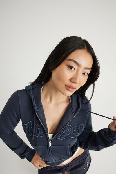 Fitted Zip Through Hoodie, NTN WASHED SEAL