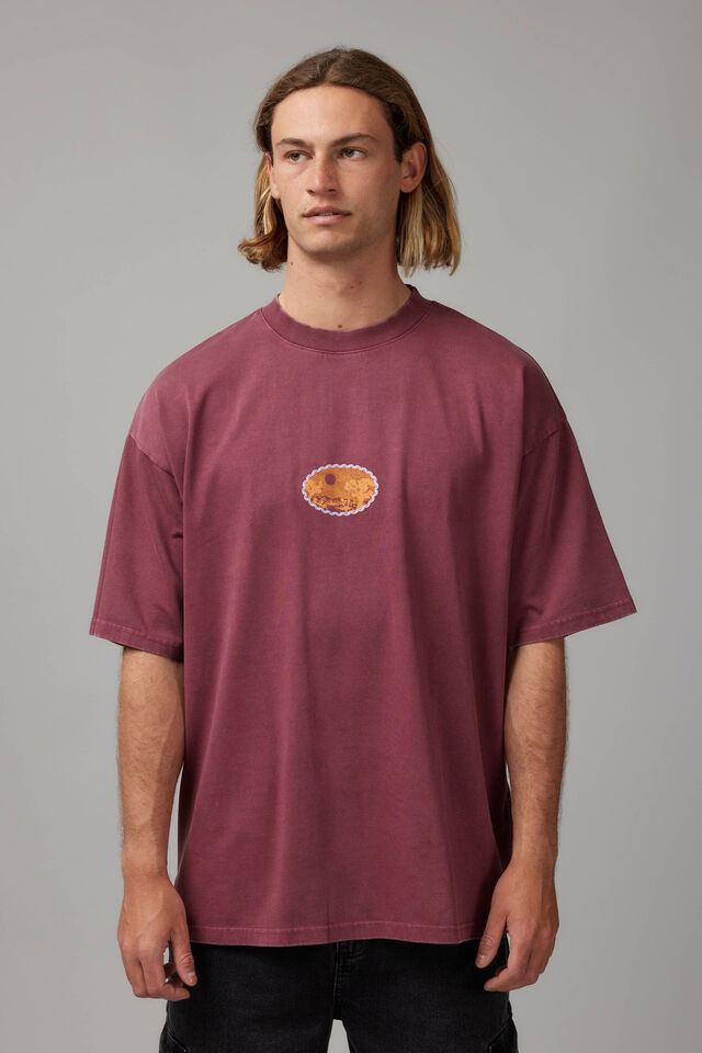 Heavy Weight Box Fit Graphic Tshirt, HH WASHED BORDEAUX/COUNTRY CLUB