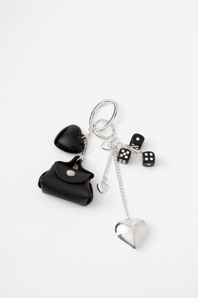 Girls Bag Charm, SILVER BLACK