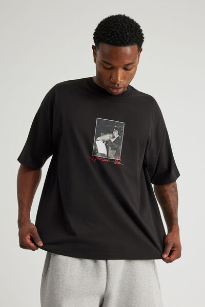 Box Fit Music Merch T Shirt, LCN BRA BLACK/TUPAC SHAKUR SIGNATURE
