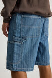 Half Half Painter Baggy Denim Short, HERRINGBONE BLUE - alternate image 4