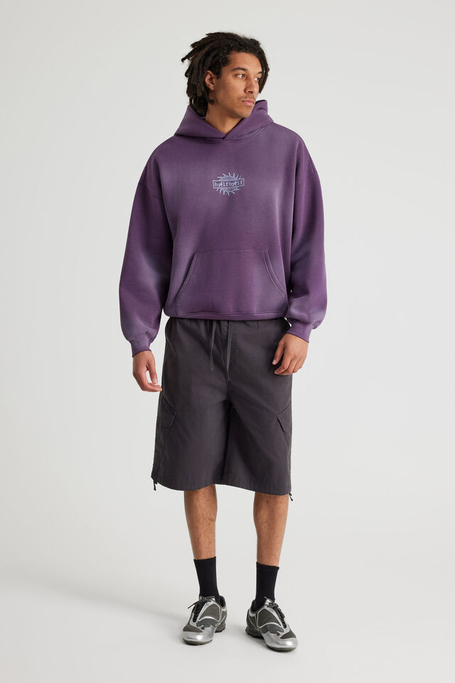 Half Half Hoodie, HH WASHED DEEP GRAPE/HEATWAVE
