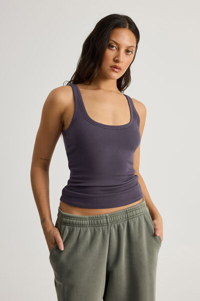 Authentics Scoop Neck Tank, IRON GREY