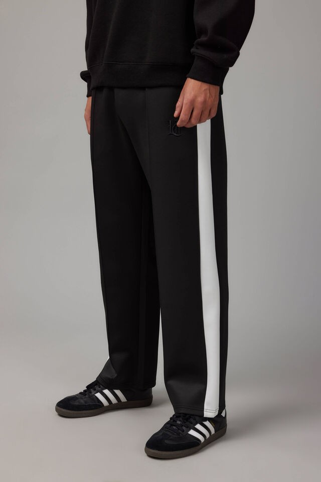 Sporty Straight Leg Track Pant, BLACK/SIDE STRIPE