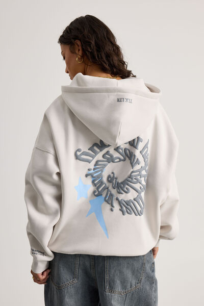 Harley Slouchy Hoodie, DOVE GREY/FIND YOUR HAPPY TLK LTR