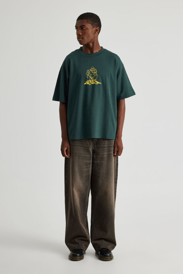 Half Half Heavyweight Box Fit Graphic Tshirt, HH DEEP KHAKI/FALLOUT