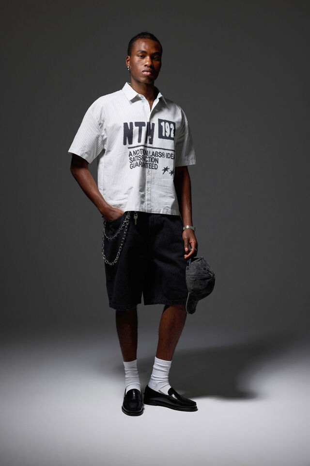 Half Half Classico Denim Short, CLEAN WASHED BLACK