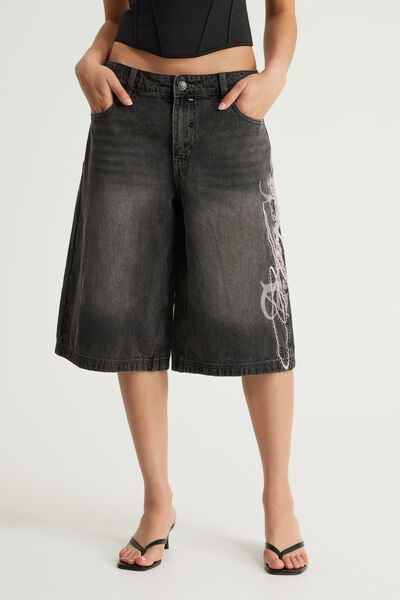 Romy Baggy Jort, DEADSTOCK BLACK/ANGELIC