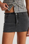 Babydoll Raw Waist Mini Skort, HEAVY BLACK WASH - alternate image 4