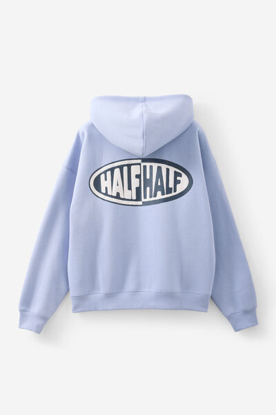 Half Half Zip Thru Hoodie, HH BLUE CHALK/ UNDERGROUND