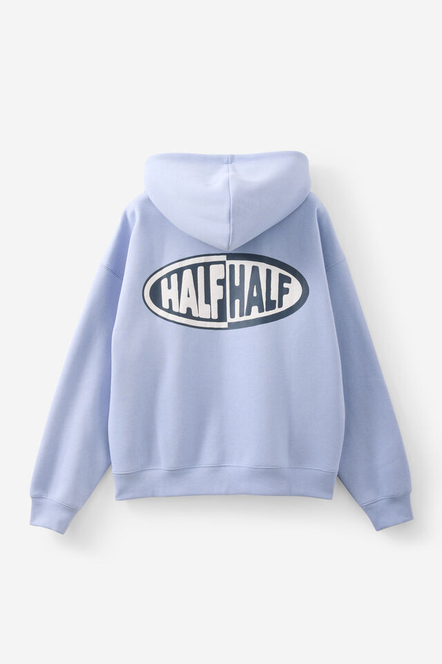 Half Half Zip Thru Hoodie, HH BLUE CHALK/ UNDERGROUND
