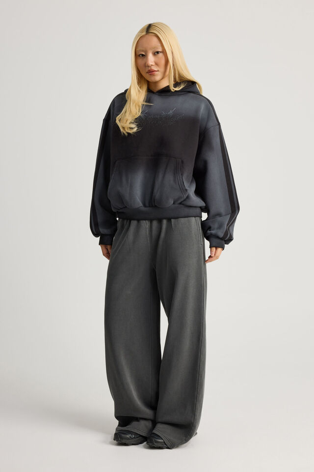Classic Wide Leg Trackpant, WASHED BLACK
