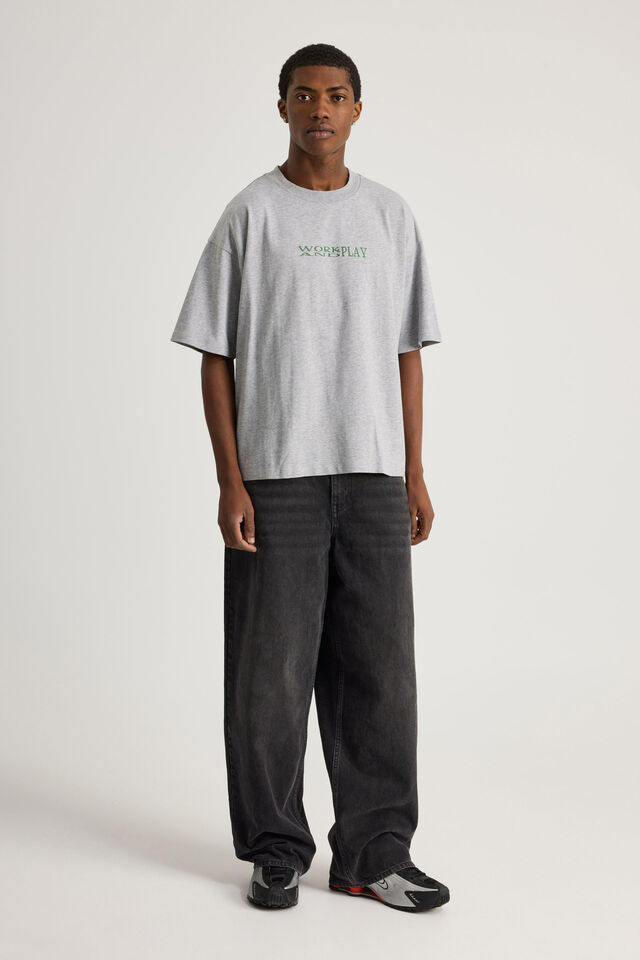 Half Half Heavyweight Box Fit Graphic Tshirt, HH STEEL MARLE/JOBSITE