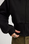 Authentics Shrunken Zip Through Hoodie, BLACK - alternate image 4