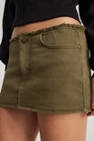 Babydoll Raw Waist Mini Skort, OLIVE - alternate image 4