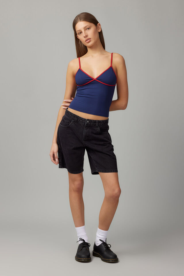 Freya Contrast Bind Cami, RED/NAVY