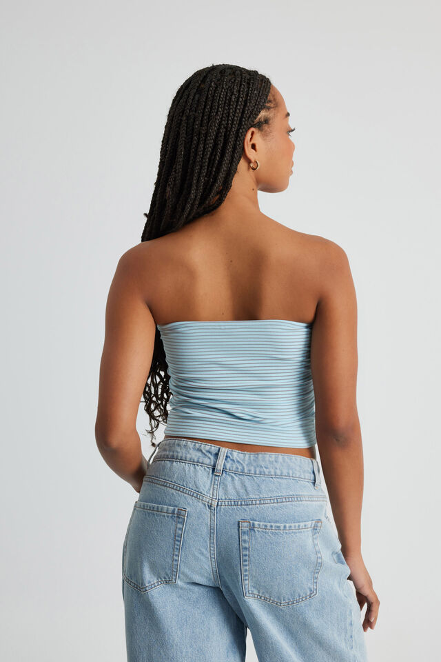 Gathered Bandeau, BLUE STRIPE