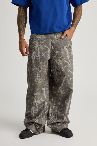 Half Half El Grande Baggy Jean, WASHED HUNTER CAMO