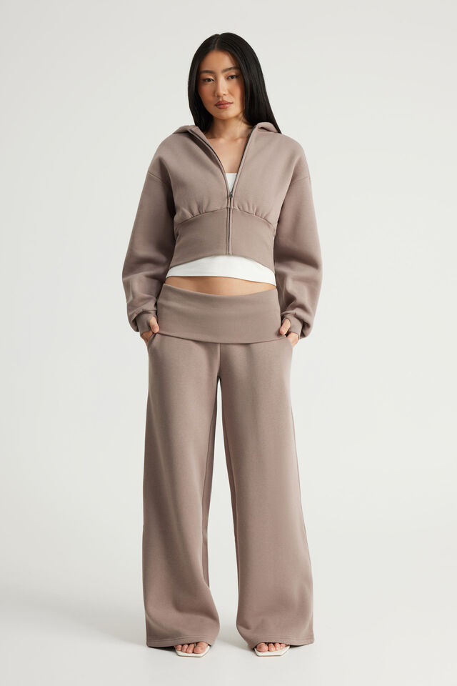 Wide Waistband Trackpant, MUSHROOM