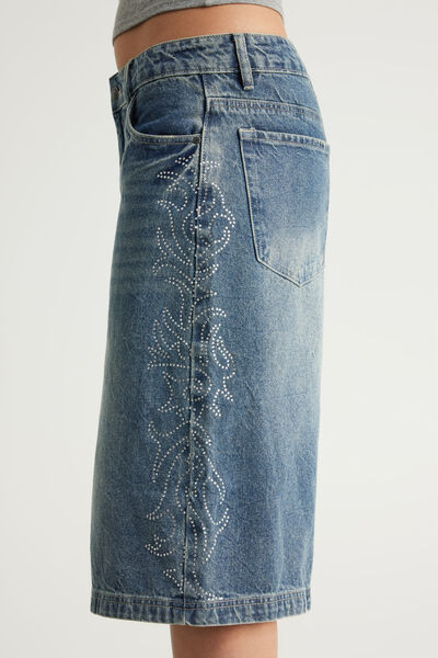 Mega Baggy Jort, SPOILED BLUE/CRYSTAL FLAMES