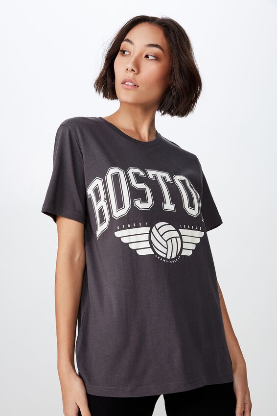 Relaxed Graphic T Shirt, ASPHALT/BOSTON