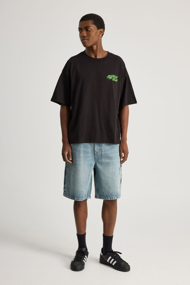 Cartoon Network X Half Half Baggy Painter Short, LCN WB NIAGARA BLUE/CARTOON NETWORK CASH