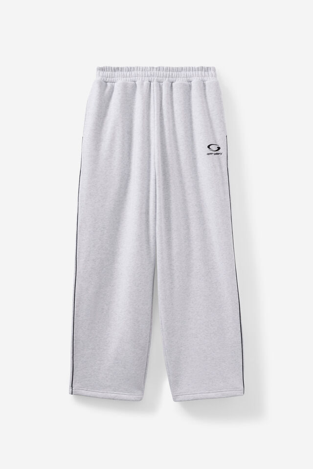 Open Gallery Baggy Track Pant, OG SILVER MARLE/PIPING