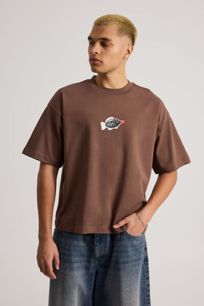 Half Half Boxy Cropped Graphic Tshirt, HH BRACKEN/HALF HALF FISHY BUSINESS
