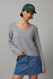 Charlie V Neck Knit Jumper, GREY MARLE - alternate image 4